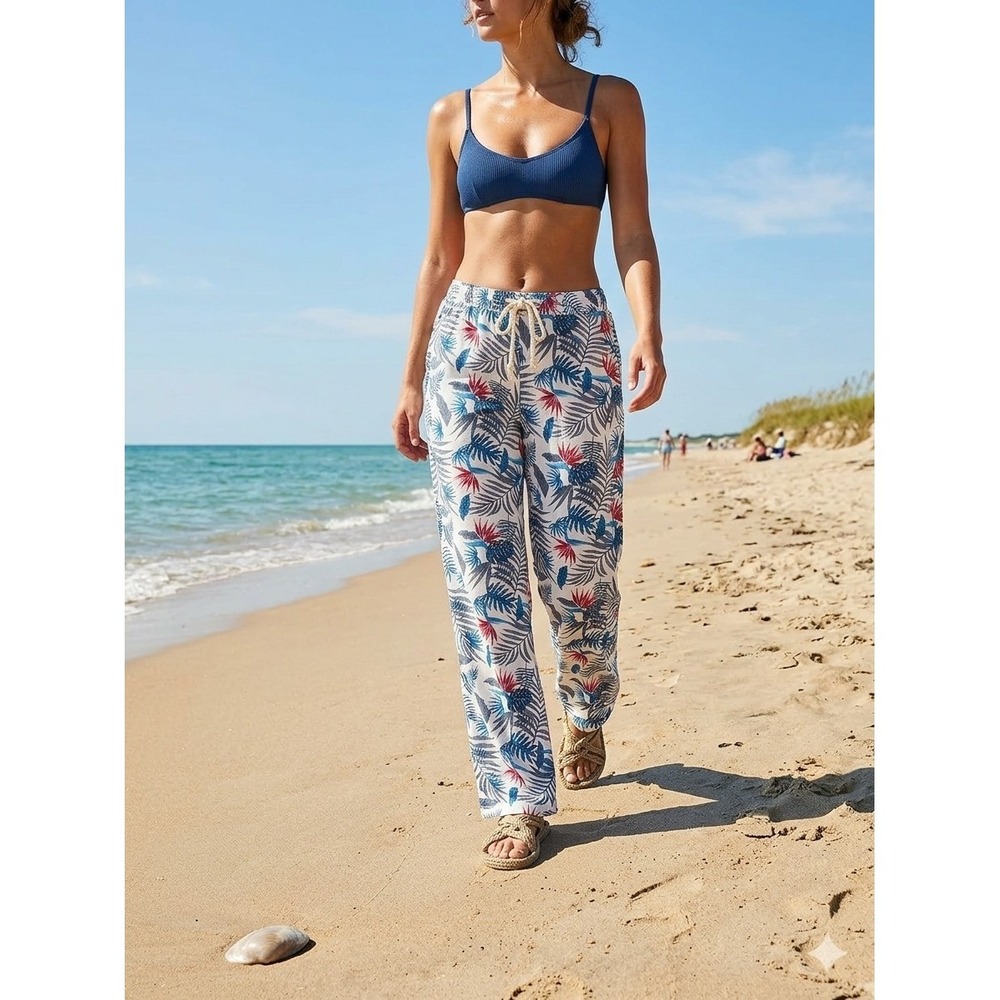April Kim Linen Hawaiian Beach Pants. Coastal, Vacation, Coverup, Beachy, Cruise